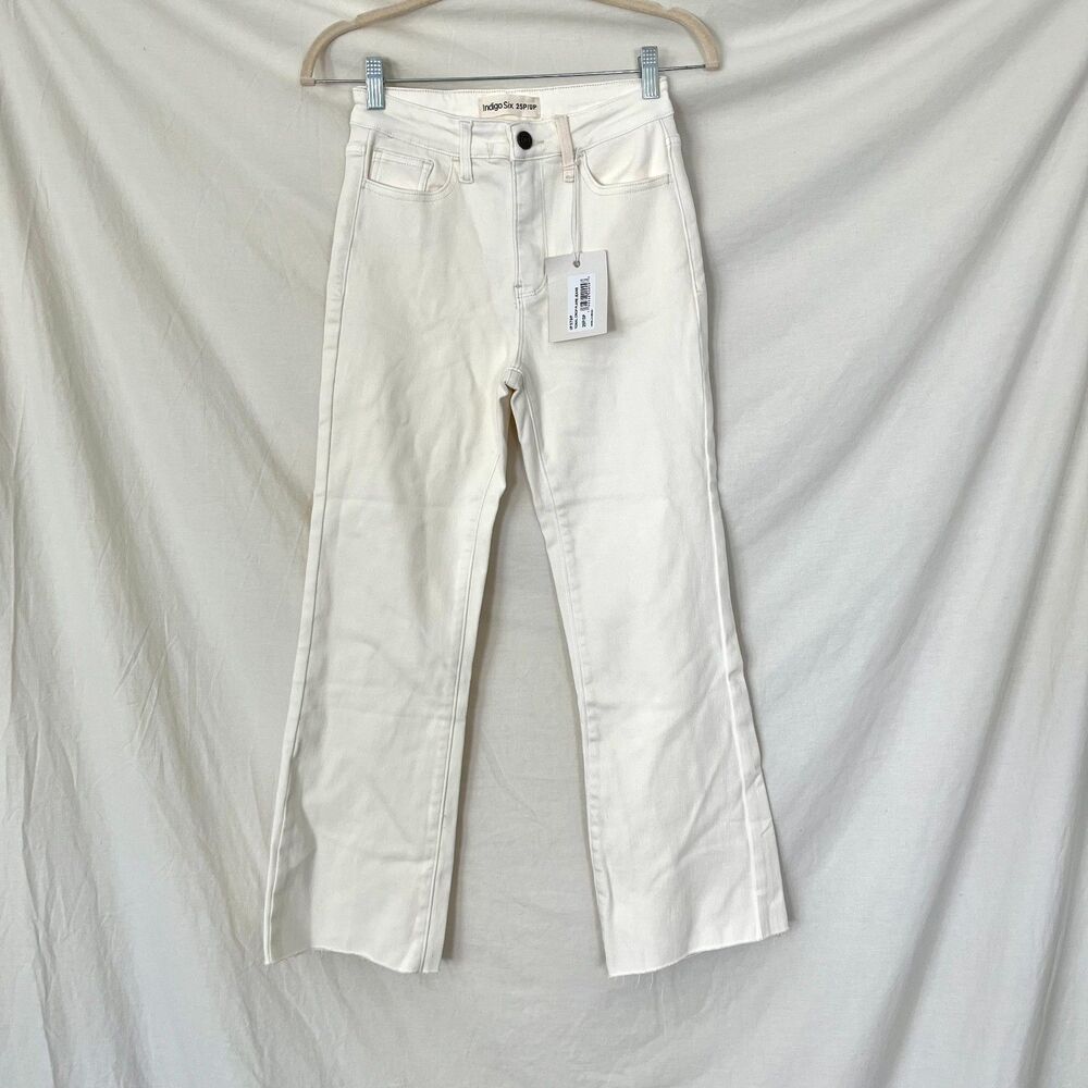 NWT Indigo Six Tonal Crop Flare Pants Vanilla Bean Off White Size 25P / 0P